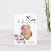70 & Fabulous Orchid Photo Birthday Greeting Card カード (正面)