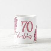 70 & Fabulous Pink Glitter 2 Photo 70th Birthday コーヒーマグカップ (中央)