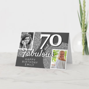 70 & Fabulous Silverグリッター2写真70誕生日 カード
