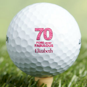 70 FORE-ever素晴らしい70誕生日ピンキヒョウ ゴルフボール