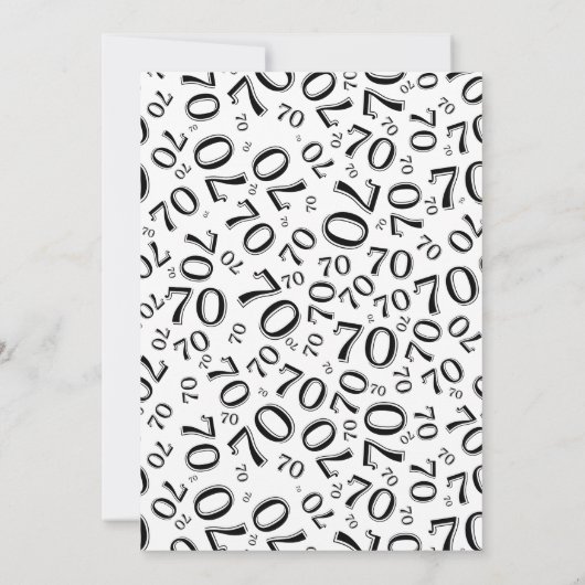 70 Random Number Pattern Black/White 70th 招待状 (裏面)