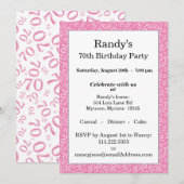 70 Random Number Pattern Pink/White 70th 招待状 (正面/裏面)