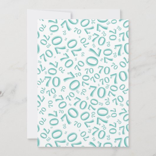 70 Random Number Pattern Teal/White 70th 招待状 (裏面)