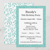 70 Random Number Pattern Teal/White 70th 招待状 (正面/裏面)