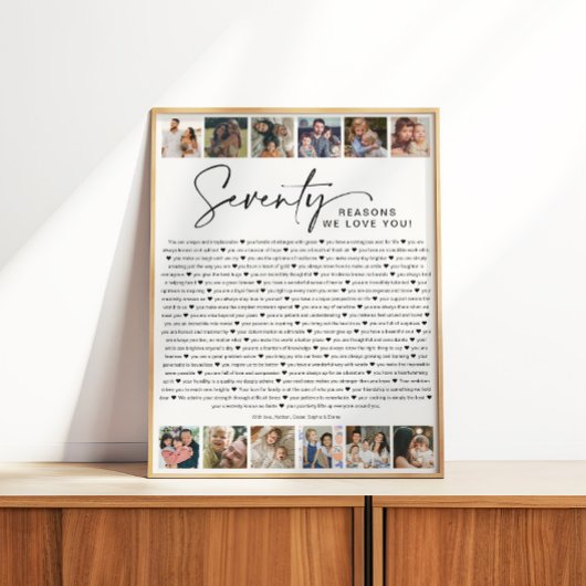 70 Reasons We Love You Birthday Photo Collage ポスター