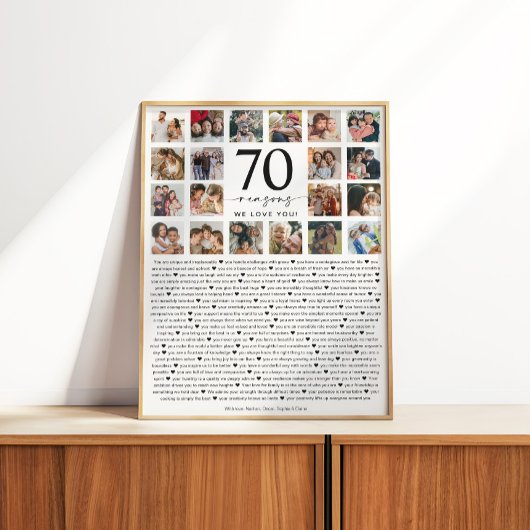 70 Reasons We Love You Photo Collage Keepsake Gift ポスター