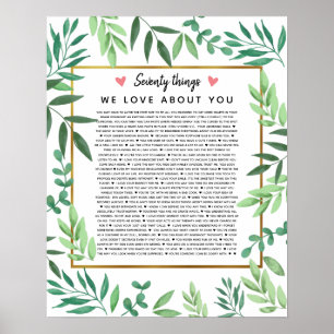 70 reasons why we love you birthday foliage ポスター
