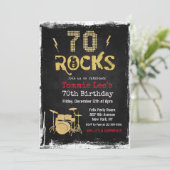 70 Rocks ロックスター ギター 70歳の誕生日 招待状 (スタンド正面)