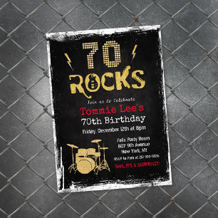 70 Rocks ロックスター ギター 70歳の誕生日 招待状