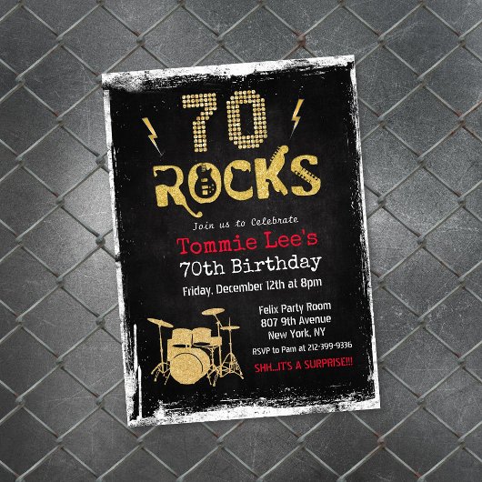 70 Rocks ロックスター ギター 70歳の誕生日 招待状
