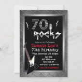 70 Rocks ロックスター ギター 70歳の誕生日 招待状 (正面)