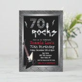 70 Rocks ロックスター ギター 70歳の誕生日 招待状 (スタンド正面)
