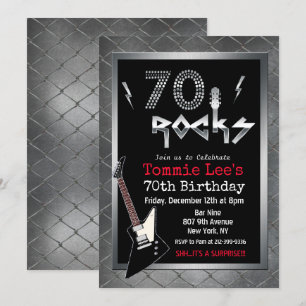 70 Rocks ロックスター ギター 70歳の誕生日 招待状