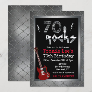 70 Rocks ロックスター ギター 70歳の誕生日 招待状