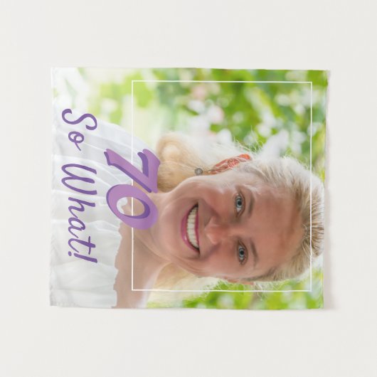 70 Soどの引用文おもしろいが写真を追加70番目の誕生日 タペストリー (正面(横))