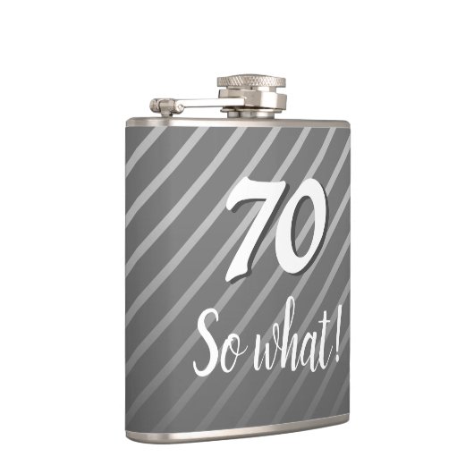 70 SO何グおもしろいレーエレガントストライプ70誕生日 フラスク (右)
