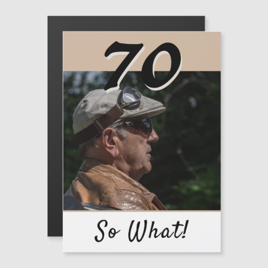 70 So何Beige 70モダン番目の誕生日マグネットカード (正面/裏面)