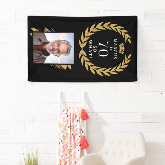 70 So何Laurelおもしろいリース写真誕生日 横断幕 (インサイチュ)