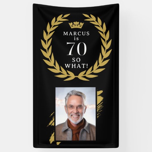 70 So何Laurelおもしろいリース写真誕生日 横断幕 (縦)