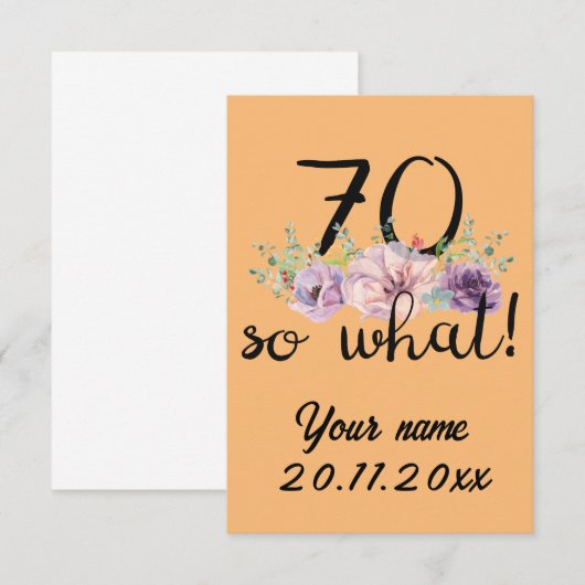 70 So What - おもしろい70歳の誕生日 サンキューカード (正面/裏面)