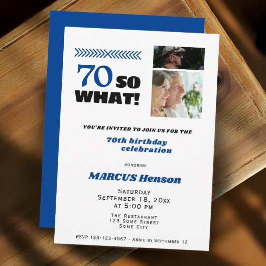 70 So what 面白い節目 70歳の誕生日 招待状