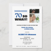70 So what 面白い節目 70歳の誕生日 招待状 (正面)