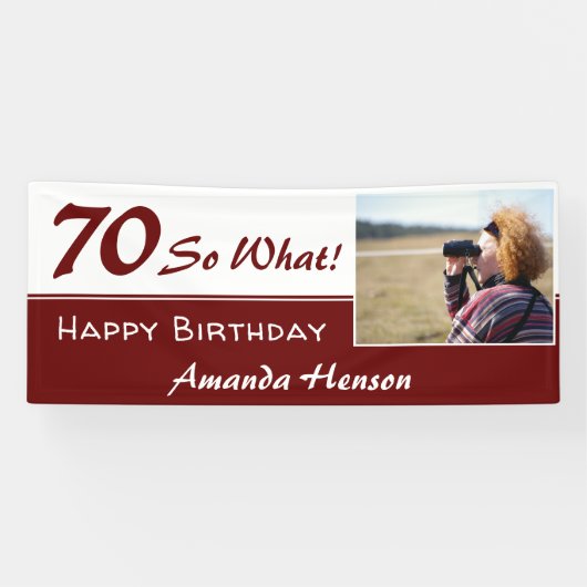 70 So what 面白い70歳の誕生日パーティー写真 横断幕 (横)