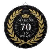 70 So what 面白い 月桂樹のリースの王冠 70歳の誕生日 ダーツボード (正面)