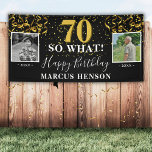 70 So What Before After Photo 70th Birthday Party 横断幕<br><div class="desc">70だから写真80th誕生日パーティーのバナーの後に。パーティーは70歳の誕生日パーティーのためのサインを2枚の写真で – 前後とおもしろい引用文70ので、名前とトレンディーの白いスクリプトの何と文字を感動的。背景が戻ってきた。写真、名前、写真の年齢と年でサインをパーソナライズし、ユーモアのある人のためのおもしろい誕生日パーティーのバナーを作る。</div>