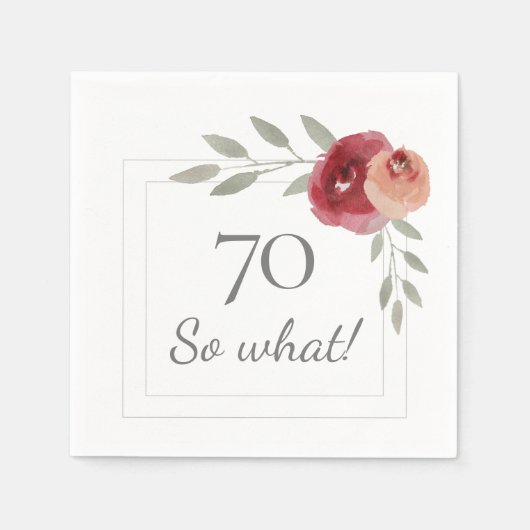 70 So What Water Colorバラ70th誕生日パーティー スタンダードカクテルナプキン (正面)