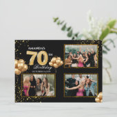 70 th Birthday Gold Silver Black Balloons 招待状 (スタンド正面)