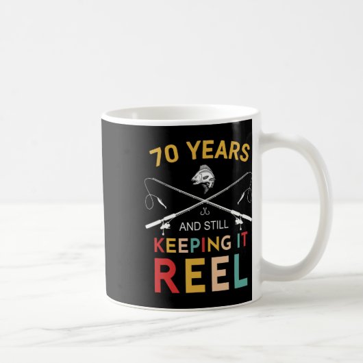 70 Years And Still Keeping It Reel 70th Birthday F コーヒーマグカップ (右)