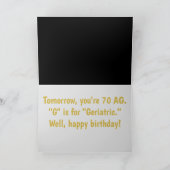 70AF 70歳の誕生日お祝いバースデー 引用 カード (内部)
