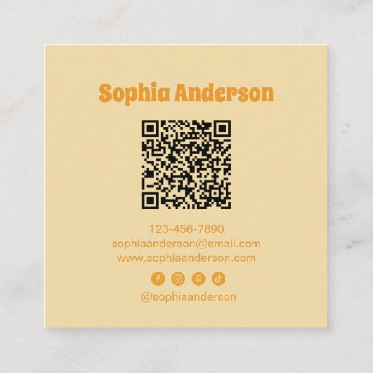 70sはっきりしたスタイルとQRコーカスタムド – レトロブラスト スクエア名刺 (裏面)