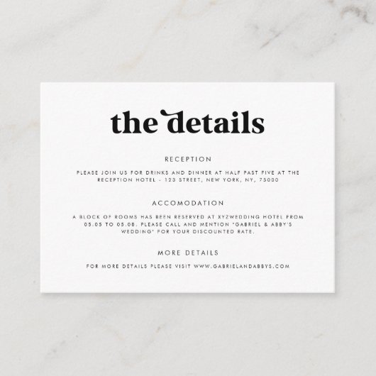 70sはっきりしたレトロスクリプトタイポグラフィ詳細結婚 エンクロージャーカード (正面)