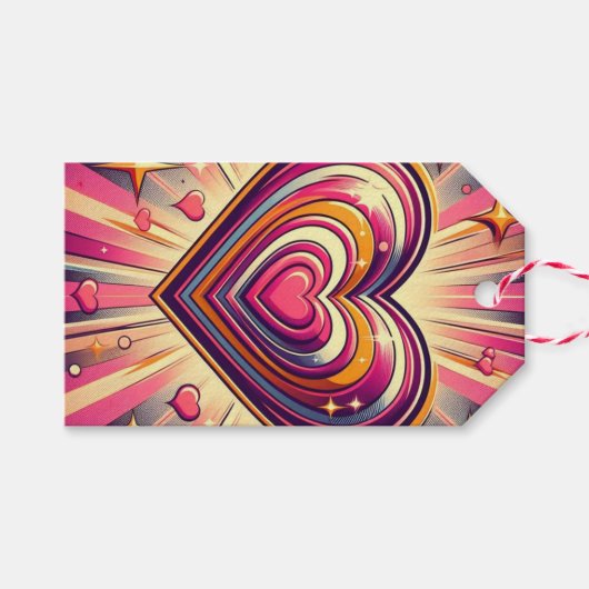 70sアーポップ・アートのトハート/バレンタインのマグカップ ギフトタグ (正面(横))