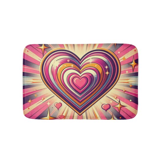 70sアーポップ・アートのトハート/バレンタインのマグカップ バスマット (正面)