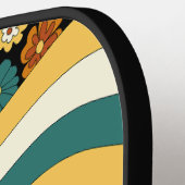 70sインスパイアレトロフローラGroovyストライプパターン ピックルボールラケット (左詳細)