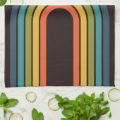 70sオレンジブラウンティール（緑がかった色）パターカスタムン キッチンタオル (折り畳み)