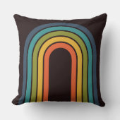 70sオレンジブラウンティール（緑がかった色）パターンカスタムキッチン クッション (正面)