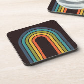 70sオレンジブラウンティール（緑がかった色）パターンカスタムキッチン コースター (左側)