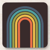 70sオレンジブラウンティール（緑がかった色）パターンカスタムキッチン コースター (正面)