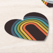 70sオレンジブラウンティール（緑がかった色）パターンカスタムキッチン ペーパーコースター (アングル)