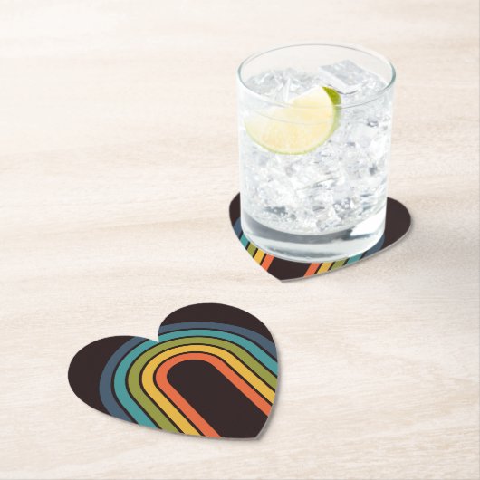 70sオレンジブラウンティール（緑がかった色）パターンカスタムキッチン ペーパーコースター (インサイチュ)