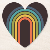 70sオレンジブラウンティール（緑がかった色）パターンカスタムキッチン ペーパーコースター (正面)