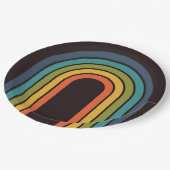 70sオレンジブラウンティール(緑がかった色)パターンカスタムキッチン ペーパープレート (アングル)