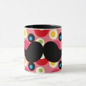 70sカラフルの背景のおもしろいのレトロの髭 マグカップ (中央)