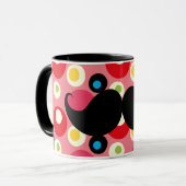 70sカラフルの背景のおもしろいのレトロの髭 マグカップ (正面左)