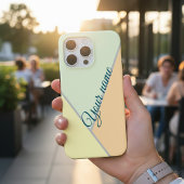 70sカラーブロックセージ緑の三角形名前をカスタムする Case-Mate iPhoneケース