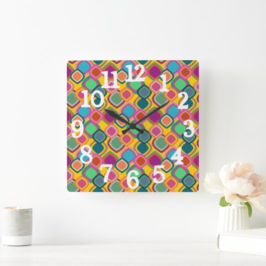 70sカラー スクエア壁時計 (ホーム)